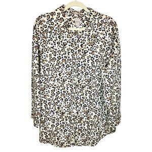 Chico's No Iron Sateen Leopard Print Tunic Top Wrinkle Free Chicos 3 US XL 16-18